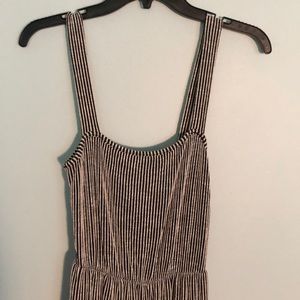 Caution To The Wind Black and White Striped Jumpsuit